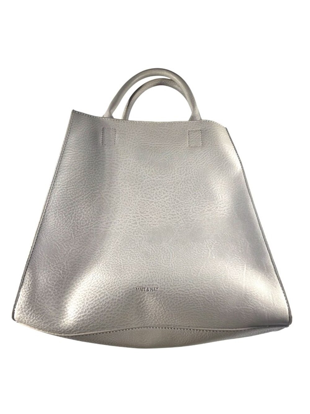 Matt & Nat Beige Vegan Leather Tote Bag Dual Handles Pink Interior Purse Handbag